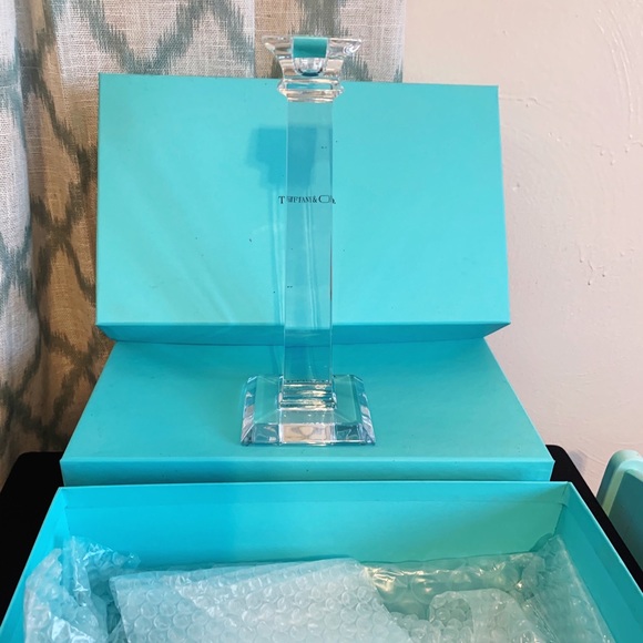 Set (2) Tiffany Crystal Candlestick Holders - Picture 2 of 4